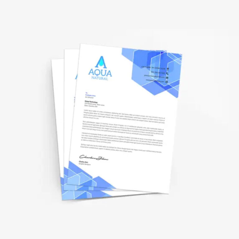 Professional letterhead printing with custom business branding and premium quality paper