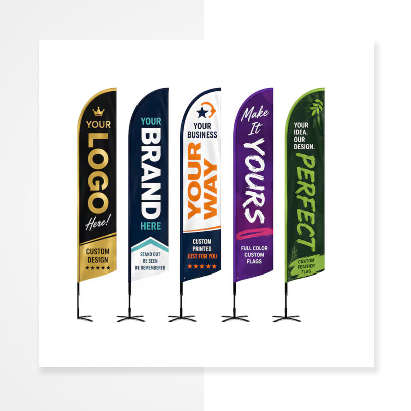 Promotion Flag Printing in Chennai – Custom Feather & Teardrop Advertising Flags